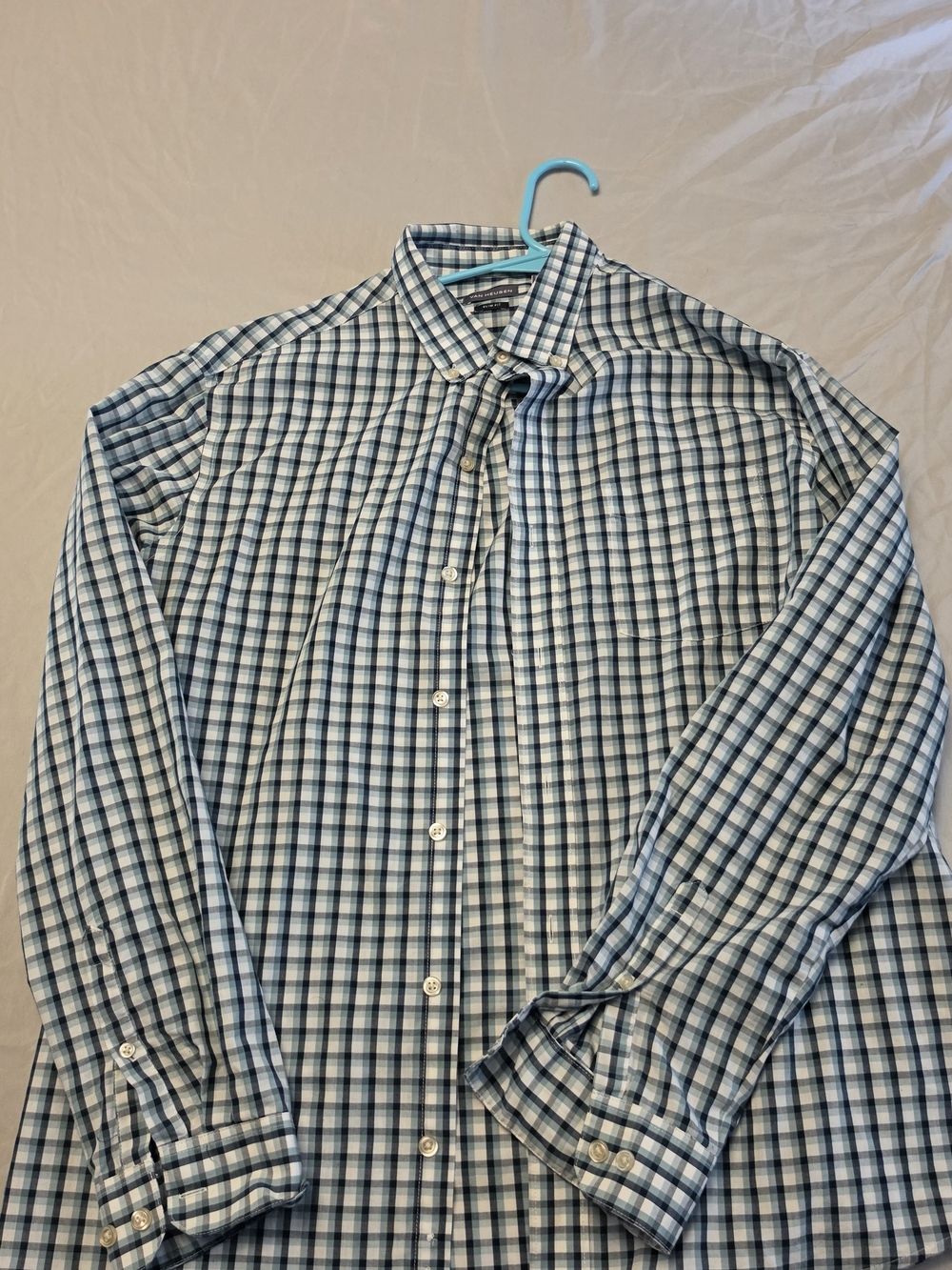 Van Heusen Blue and White Checked Dress Shirt